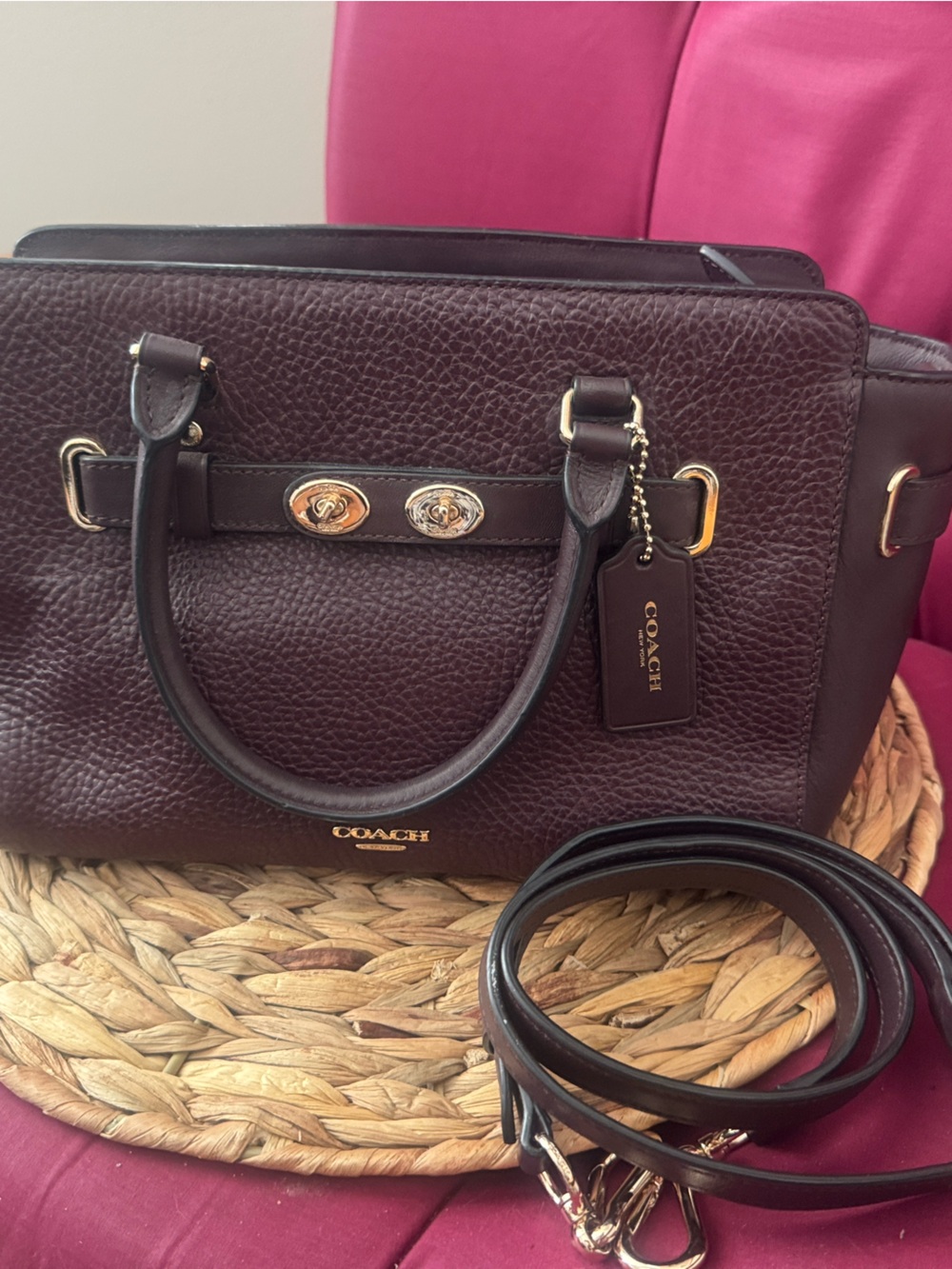 Coach Blake Carryall 25 Midnight Pebbled leather satchel Crossbody - Picture 6 of 6